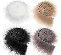 4 toppe in finta pelliccia di volpe, in finta pelliccia di volpe, per decorazioni fai da te e costumi (nero, kaki, grigio, bianco)