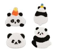 4 toppe in tessuto a forma di panda, facili da applicare e rimuovere, ideali per progetti creativi e progetti di artigianato, ricami, abbigliamento