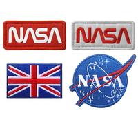 4 toppe ricamate con logo del Regno Unito e della NASA con emblema tattico, toppe con gancio e anello per bracciale, sacchetto, gilet, cappello, motociclista, uniformi, vestiti, zaini, giacche, jeans