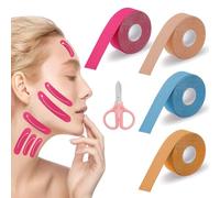 4 toppe rolls anti rughe, 2,5 cm x 500 cm, anti-pieghe, nastro per il viso e il collo dell'occhio, multifunzionale ad alta elasticità, Forehead Frown Facial Lip Mouth WrinklesSticker Chin Strap