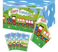 4 tovaglie Chugga Chugga per due feste, motivo treno, per feste di compleanno, per baby shower, trasporti, decorazioni per feste di compleanno, treno, forniture per feste di compleanno, 130 x 213 cm