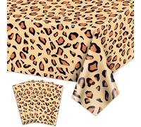 4 tovaglie con leopardi, rettangolari, safari animali, ghepardo, decorazioni per feste ghepardo, tovaglia a righe per zoo giungla safari, leopardo decorazioni per feste