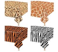 4 tovaglie con stampa animali, tovaglia rettangolare a tema giungla: leopardo, tigre, zebra, giraffa, per zoo, safari, baby shower, compleanni a tema giungla
