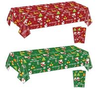 4 tovaglie di Natale rettangolari decorazioni natalizie a tema natalizio, per vacanze invernali, Capodanno, feste di Natale, 130 x 220 cm (Rosso e verde)