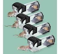 4 trappole per topi umane per interni ed esterni, trappola per parassiti aggiornata per catturare vivi, ad azione rapida, efficace, riutilizzabile e senza contatto, facile da usare, viene fornita con