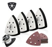 4 Triangolari Piastra di Levigatura 93 mm + 24 Carta Vetrata per Legno Levigatrice, Utensile Multifunzione Oscillante Piastra per Levigare Superfici e Angoli di Legno, Metallo, Plastica e Pietra