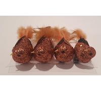 4 uccellini glitter rame con clip 5 cm