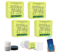 4 unità interruttore wifi smart life, MINI smart switch, interruttore intelligente, controllo APP/Vocale/Timer, Compatibile con Alexa, Google Home, Smart Life, Tuya, Filo di neutro richiesto