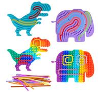 4 Unità Tavola Sensoriale Lenitiva,Fidget in Silicone Giocattolo Sensoriale,Con 60 Corde in Silicone, Gioco Sensoriale per Alleviare lo Stress per Autismo, ADHD, Bambini dai 2 Anni in su e Adulti