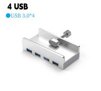 (4 USB) Dock station esterna in alluminio a 4 porte HUB clip USB 3.0 tipo C con alimentatore Slot per