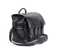 4 V Design Luca - Borsa messenger per fotocamera in pelle, Tacchetti, scomparto rimovibile con 4 divisori, colore: nero