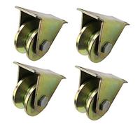 4 V-Groove Steel Caster Wheel,Heavy Duty Rigid Wheels,Sheave Round Tube Directional Track Wheel,Double Bearing,for Industrial Machines,Sliding Door,Rolling Gates,Wire Rop,32mm/1.25in