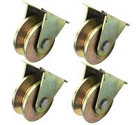 4 V-Groove Steel Caster Wheel,Heavy Duty Rigid Wheels,Sheave Round Tube Directional Track Wheel,Double Bearing,for Industrial Machines,Sliding Door,Rolling Gates,Wire Rop,100mm/4in