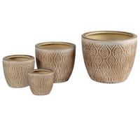 4 VASI CACHEPOT CERAMICA MODERNO CLASSICO VINTAGE CASA GIARDINO ORO 29/21/15/12