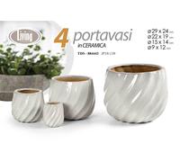 4 VASI CACHEPOT CERAMICA MODERNO CLASSICO VINTAGE VASO AVVOLG BIANCO 29/22/15/9