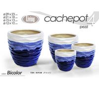 4 VASI CACHEPOT CERAMICA MODERNO CLASSICO VINTAGE VASO BIANCO BLU BC 29/21/15/12
