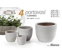 4 VASI CACHEPOT CERAMICA MODERNO CLASSICO VINTAGE VASO DECO 29/21/15/12 cm