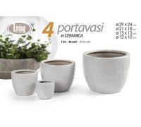 4 VASI CACHEPOT CERAMICA MODERNO CLASSICO VINTAGE VASO DECO BIANCO 29/21/15/12