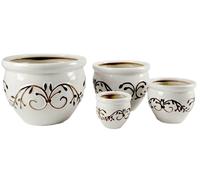 4 VASI CACHEPOT CERAMICA MODERNO CLASSICO VINTAGE VASO DECO BIANCO 30/23/17/12cm