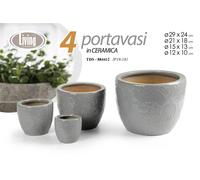 4 VASI CACHEPOT CERAMICA MODERNO CLASSICO VINTAGE VASO DECO GRIGIO 29/21/15/12