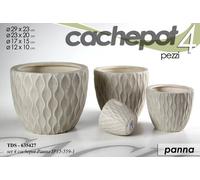 4 VASI CACHEPOT CERAMICA MODERNO CLASSICO VINTAGE VASO ONDE PANNA 29/21/15/12cm