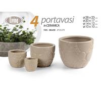 4 VASI CACHEPOT CERAMICA MODERNO CLASSICO VINTAGE VASO SASSI TORTORA 28/20/14/10