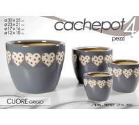 4 VASI CACHEPOT CERAMICA PORTA PIANTA MODERNO CLASSICO CUORI CUORE 30/23/17/12cm