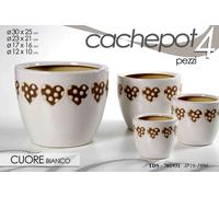 4 VASI CACHEPOT CERAMICA PORTA PIANTA MODERNO CLASSICO CUORI CUORE 30/23/17/12cm