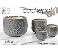 4 VASI CACHEPOT CERAMICA PORTA PIANTA MODERNO CLASSICO RILIEVO BOL 30/23/17/12cm