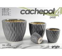 4 VASI CACHEPOT CERAMICA PORTA PIANTA MODERNO CLASSICO RILIEVO ONDE 30/23/17/12