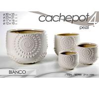 4 VASI CACHEPOT VASO PORTA PIANTA CERAMICA MODERNO CLASSICO BIANCO 30/23/17/12cm