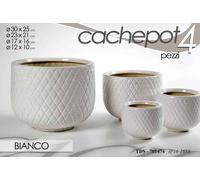 4 VASI CACHEPOT VASO PORTA PIANTA CERAMICA MODERNO CLASSICO BIANCO 30/23/17/12cm