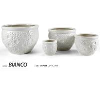 4 VASI CACHEPOT VASO PORTA PIANTA CERAMICA MODERNO CLASSICO BIANCO 30/23/17/12cm