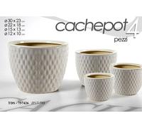 4 VASI CACHEPOT VASO PORTA PIANTA CERAMICA MODERNO CLASSICO FOGLIE 30/22/15/12cm