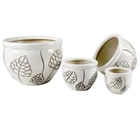 4 VASI CACHEPOT VASO PORTA PIANTA CERAMICA MODERNO CLASSICO FOGLIE 30/23/17/12cm