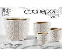 4 VASI CACHEPOT VASO PORTA PIANTA CERAMICA MODERNO CLASSICO ROMBI 30/22/15/12cm