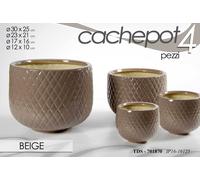 4 VASI CACHEPOT VASO PORTA PIANTA CERAMICA MODERNO CLASSICO TORTORA 30/23/17/12