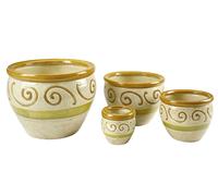 4 VASI CACHEPOT VASO PORTA PIANTA CERAMICA MODERNO CLASSICO VERDE 30/23/17/12cm