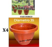 4 Vasi Dorico Ø 35cm Altezza 26cm 15 Litri Colore Terracotta Polipropilene Vaso