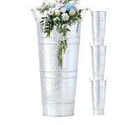 4 vasi in metallo zincato, secchi per fiori in stile rustico, vaso da fiori vintage con manico, fioriera in metallo, decorazione per la tavola nuziale, decorazione per la casa, composizioni floreali
