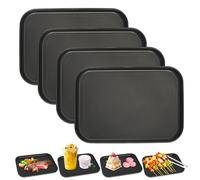 4 vassoi da portata in plastica, 24 x 17 x 1,7 cm, vassoio da cucina, piccolo e riutilizzabile, per cucine, caffè, ristoranti