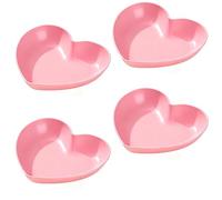 4 vassoi da portata per snack, piatti da portata per feste, rosa riutilizzabili, snack a forma di cuore, in plastica, infrangibili, per snack, frutta, caramelle, stuzzichini