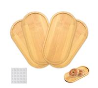 4 vassoi in bambù piccoli, 17,5 x 8,7 x 0,9 cm, vassoio da portata in legno, piccolo vassoio da tè in bambù, con punti autoadesivi antiscivolo, per sottobicchieri, tè, caffè e torte