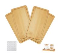 4 vassoi in bambù piccoli, rettangolari, 17,5 × 8,8 cm, vassoio rettangolare in legno, piccolo con particelle antiscivolo, piatto da portata in legno per sottobicchieri, tè e caffè torta
