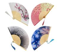 4 Ventagli Pieghevoli, Ventagli Pieghevoli Classici, Ventagli Pieghevoli, Ventagli Pieghevoli Stampati Antichi, Ventagli Pieghevoli Con Nappe, Adatti Per La Decorazione Di Danza E Spettacoli