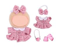 4 vestiti per bambole di peluche da 17 cm, tra cui una gonna rosa e un cappello rosa, un paio di scarpe e una borsa (bambola non inclusa)