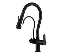 4 vie Rubinetti da cucina con Rubinetto filtrante per Acqua Potabile, Rubinetto dell'Acqua con Doccetta Estraibile Miscelatore da Cucina 4 in 1 in Ottone Massiccio, Girevole a 360 Gradi