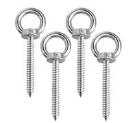 4 viti ad anello M10 x 80 mm, in acciaio inox 304, con filettatura esterna, viti per occhi robuste, per amache, tende a dondolo, 4 pezzi