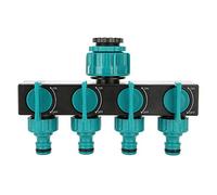 4 Way Garden Hose Splitter with Shut Off Valves | Heavy Duty Plastic Connector for Lawn/Drip Irrigation/Outdoor Watering | 1/2" 3/4" 1" Inlet Adapter, 17.7x12x7cm