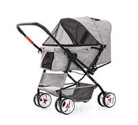 4 Wheel Dog Strollers for Medium Small Dogs Clearance, Cat/Dog Stroller Cheap Easy One-hand Fold, Reversible Push Handle Pet Stroller Puppy & Kitten Carrier Extended Cockpit 25in(Grey)